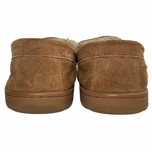 LAMO Chestnut Brown Suede Moccasin Slippers  NO LACINGS Faux Fur Lined US 10 - Picture 8 of 13